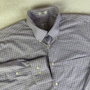 Peter Millar Shirt Mens L Purple Check Button Down Long Sleeve Cotton Casual